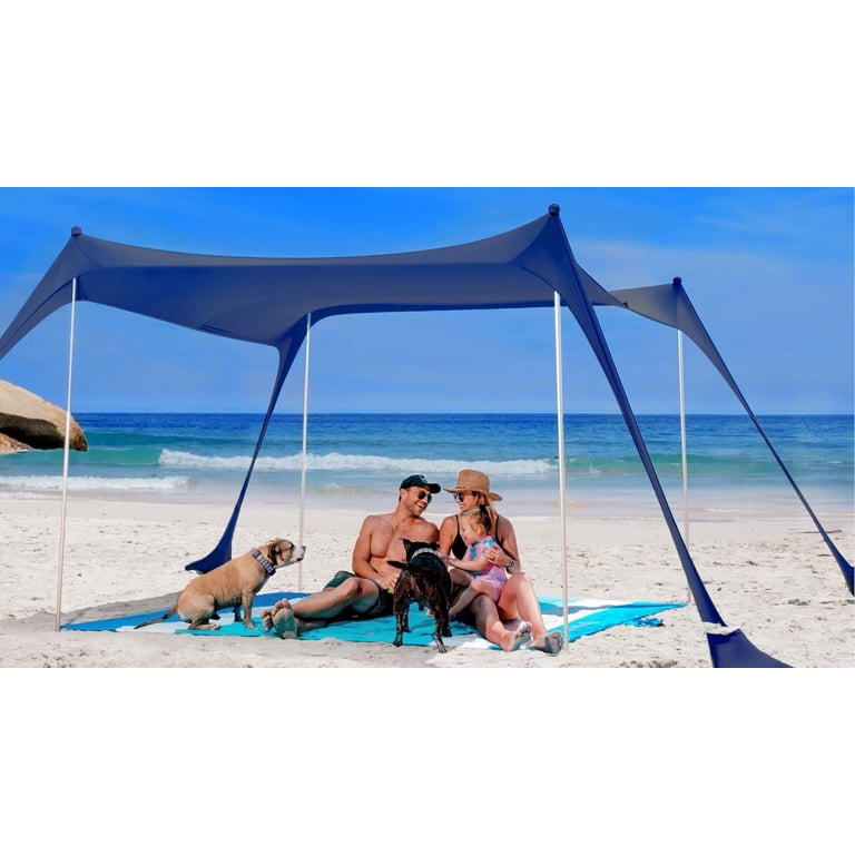 Sun Ninja, Pop-Up Beach Tent, 10x10 ft, Navy Blue Sun Shelter