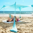 thumbnail image 1 of SUN NINJA 7x7.5 FT Pop-Up Beach Tent with Sand Shovel, Pegs & Stability Poles – Turquoise Sun Shelter for Beach, Camping & Outdoor Use, 1 of 8