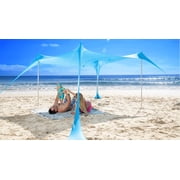 SUN NINJA 7x7.5 FT Pop-Up Beach Tent with Sand Shovel, Pegs & Stability Poles   Turquoise Sun Shelter for Beach, Camping & Outdoor Use