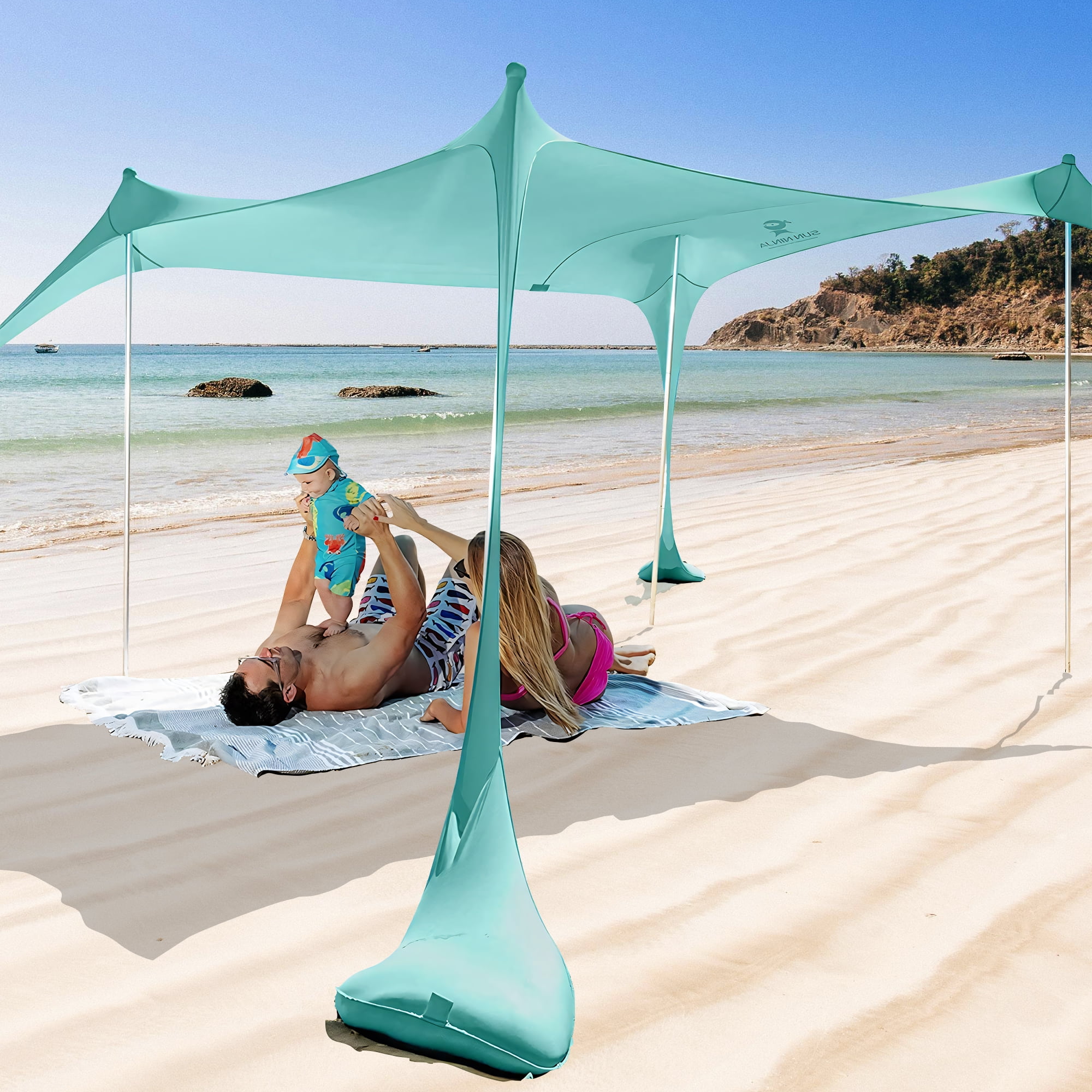 Free Shipping! SUN NINJA 7x7.5 Outdoor Pop Up Beach Tent