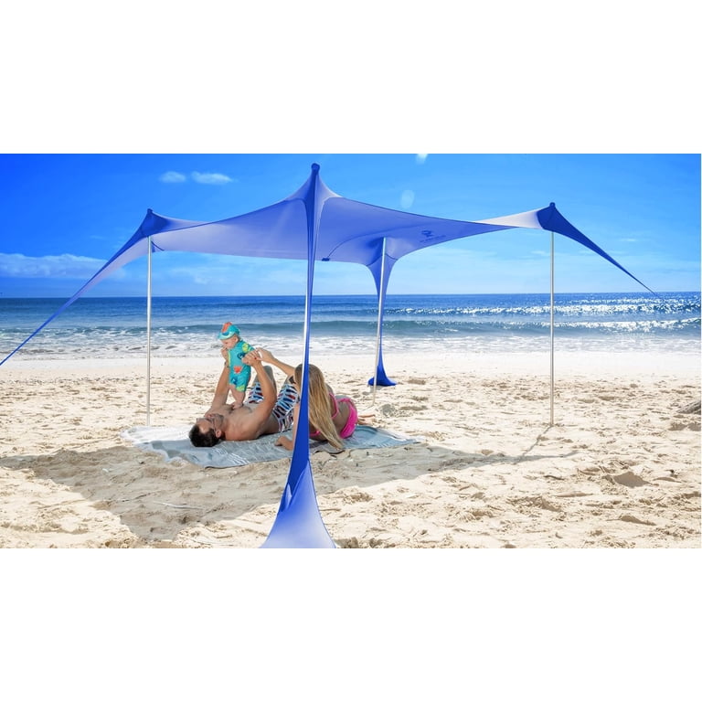 Sun Ninja, Beach Tent, 7x7.5 ft, Blue, UPF 50+ sunshade - Walmart.com