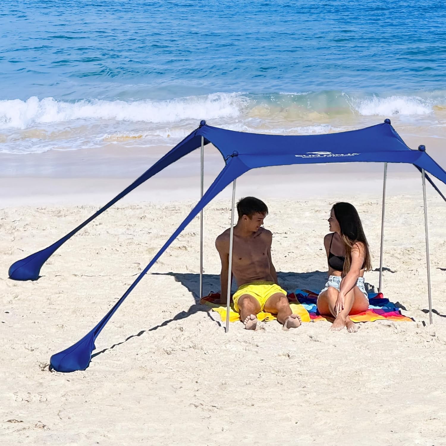 SUN NINJA Beach Tent Sun Shelter, Turquoise, Beach Shade Canopy