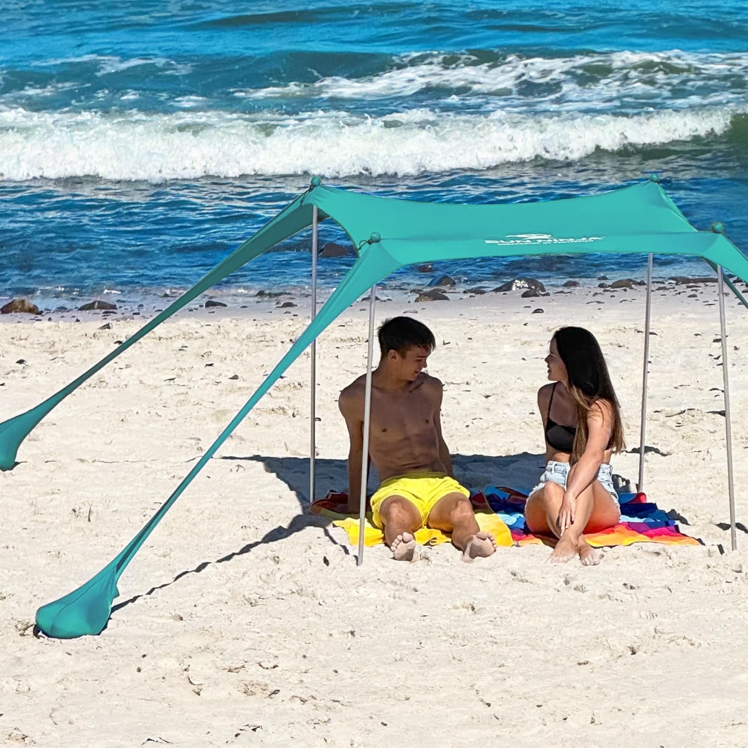 NINJA TENT(DarkGray) + NINJA STICK SUN NINJA 10x10.5 FT Pop Up Beach Tent, UV Protection