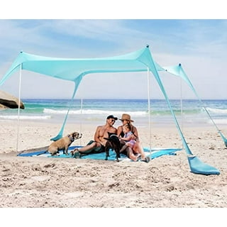  BOTINDO Family Beach Tent Canopy Sun Shade, Pop Up Grande Beach  Tent Sun Shelter Stability 4 Poles with Portable Carry Bag Outdoor Shade  for Beach Fishing Backyard Camping Picnics : Sports