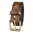 thumbnail image 1 of SUN STONE Mens Brown Adjustable Logo Faux Leather Casual Belt M 34-36, 1 of 2