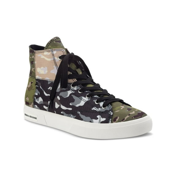 SUN STONE Mens Green Camouflage Colorblock Patchwork Cushioned Mesa Round Toe Platform Lace-Up Sneakers Shoes 10 M