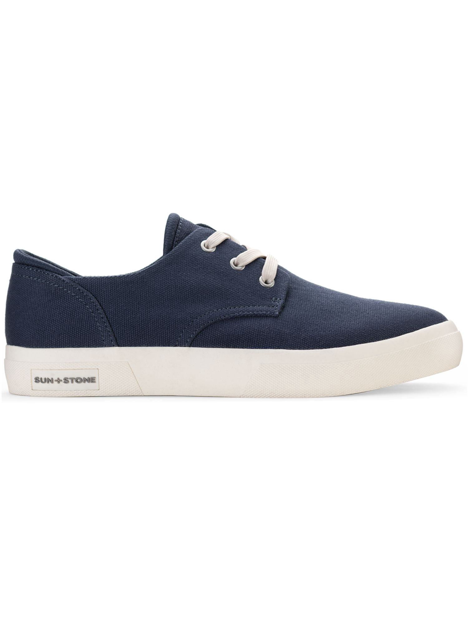 SUN STONE Mens Navy Cushioned Kiva Round Toe Lace-Up 