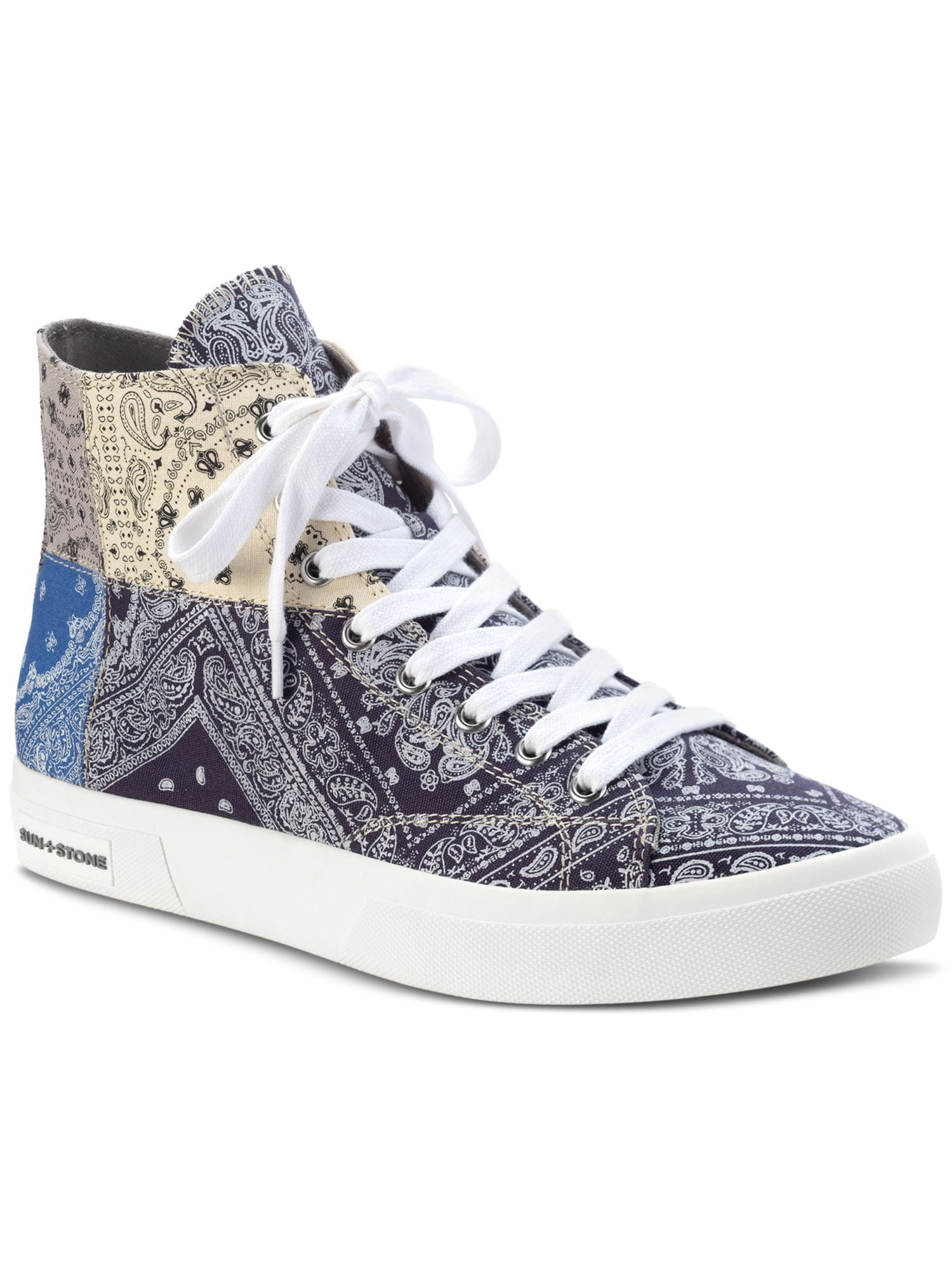 SUN STONE Mens Blue Tie Dye Comfort Mesa Round Toe Lace-Up  display picture 1