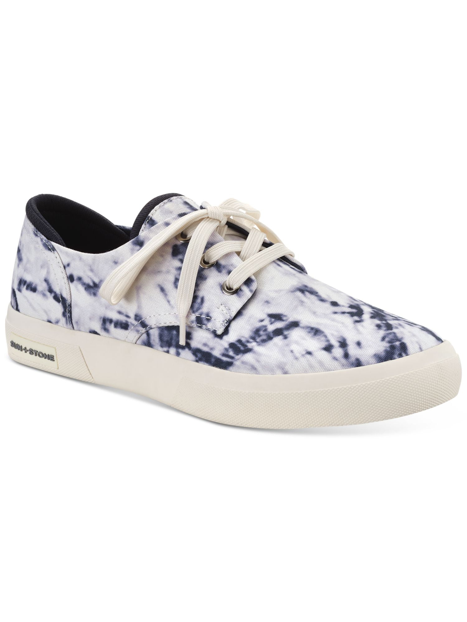 SUN + STONE Mens Ivory Cushioned Kiva Round Toe Lace-Up Sneakers Shoes 9.5 M Sun + Stone Kiva Casual Sneakers Mens 9.5 Blue Denim Paisley  main image 2