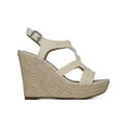 thumbnail image 1 of SUN STONE Womens Beige Woven Cushioned Slip Resistant Round Toe Wedge Buckle Dress Sandals Shoes 10 M, 1 of 4