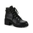 thumbnail image 1 of SUN STONE Womens Black 1" Platform Lace-Up Lug Sole Padded Ruthee Round Toe Block Heel Zip-Up Booties 9 M, 1 of 4