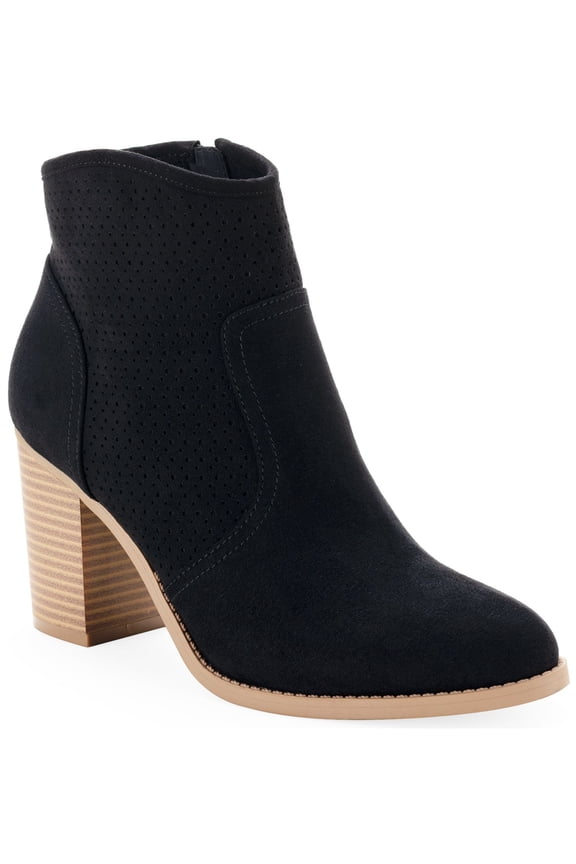 SUN STONE Womens Black Almond Toe Block Heel Zip-Up Dress Booties 9