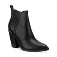 thumbnail image 1 of SUN STONE Womens Black Back Pull-Tab Goring Cushioned Abiigail Pointed Toe Block Heel Zip-Up Booties 11 M, 1 of 4