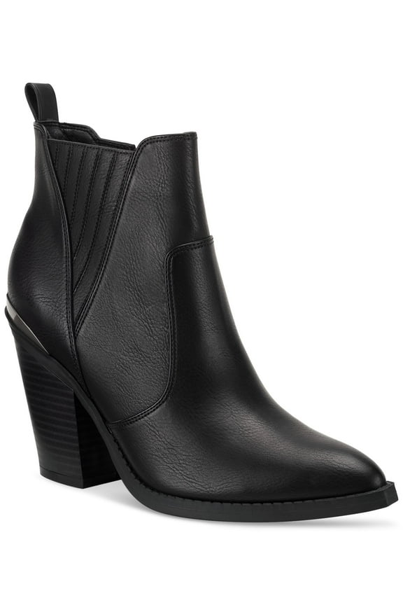 SUN STONE Womens Black Back Pull-Tab Goring Cushioned Abiigail Pointed Toe Block Heel Zip-Up Booties 11 M