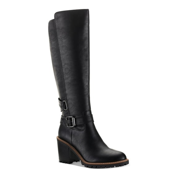 SUN STONE Womens Black Buckle Accent Goring Viviaan Round Toe Block Heel Zip-Up Dress Boots 6 M