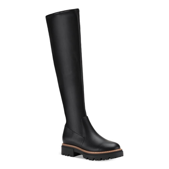 SUN STONE Womens Black Comfort Jacksonn Round Toe Block Heel Zip-Up Riding Boot 8 M