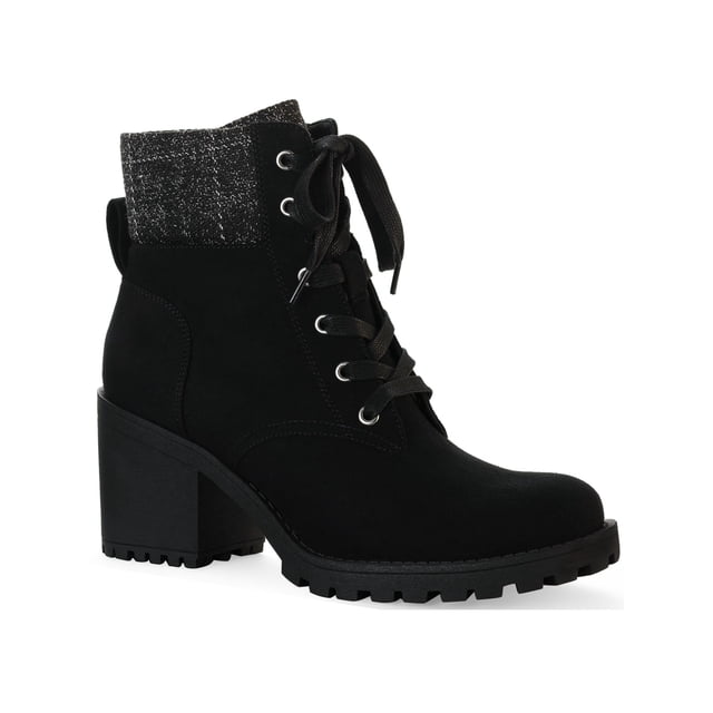 ZODIAC Womens Black Western Cushioned Lennon Square Toe Stacked Heel Zip-Up Leather Booties M main image 0