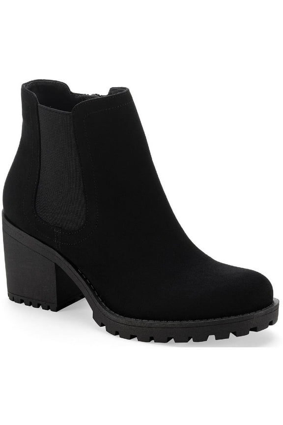 SUN STONE Womens Black Goring Cushioned Morghan Round Toe Block Heel Zip-Up Heeled Boots 8.5 M