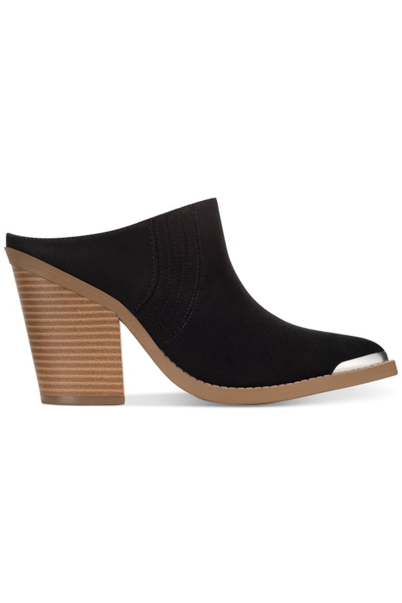 SUN STONE Womens Black Goring Padded Deyzaa Pointed Toe Block Heel Slip On Heeled Mules Shoes 9.5 M