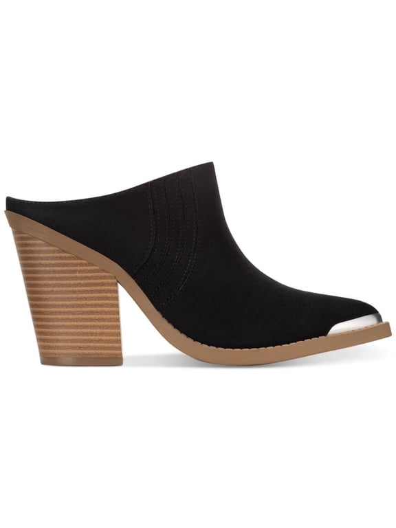 SUN STONE Womens Black Goring Padded Deyzaa Pointed Toe Block Heel Slip On Heeled Mules Shoes 9.5 M