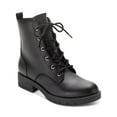 thumbnail image 1 of SUN STONE Womens Black Lace-Up Padded Frankiee Round Toe Block Heel Zip-Up Combat Boots 9 M, 1 of 4