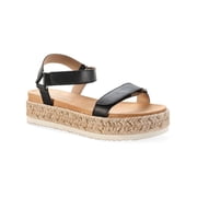 SUN STONE Womens Black Snake Platform 1-1/2" Metallic Hardware Ankle Strap Braided Rylaan Round Toe Wedge Sandals Shoes 10 M