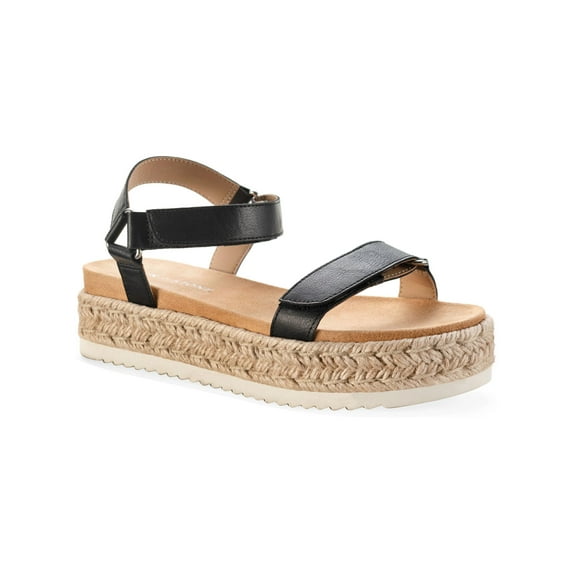 SUN STONE Womens Black Snake Platform 1-1/2" Metallic Hardware Ankle Strap Braided Rylaan Round Toe Wedge Sandals Shoes 6 M
