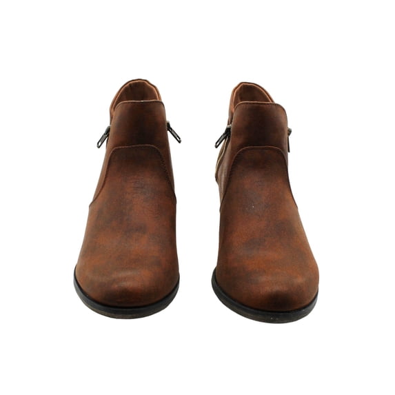 SUN STONE Womens Brown Breathable Non-Slip Abby Round Toe Block Heel Booties 9.5 M