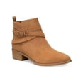 thumbnail image 1 of SUN STONE Womens Brown Buckle Accent Saandis Almond Toe Stacked Heel Zip-Up Booties 9.5 M, 1 of 4