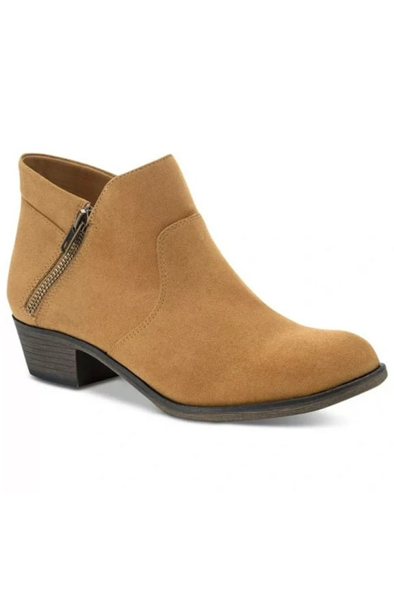 SUN STONE Womens Brown Cushioned Breathable Slip Resistant Abby Round Toe Block Heel Booties 5.5 M