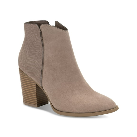 SUN STONE Womens Brown Cushioned Graceyy Round Toe Block Heel Zip-Up Booties 9 M