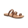 thumbnail image 1 of SUN STONE Womens Brown Toe Loop Padded Strappy Sandy Square Toe Slip On Leather Thong Sandals Shoes 5 M, 1 of 4