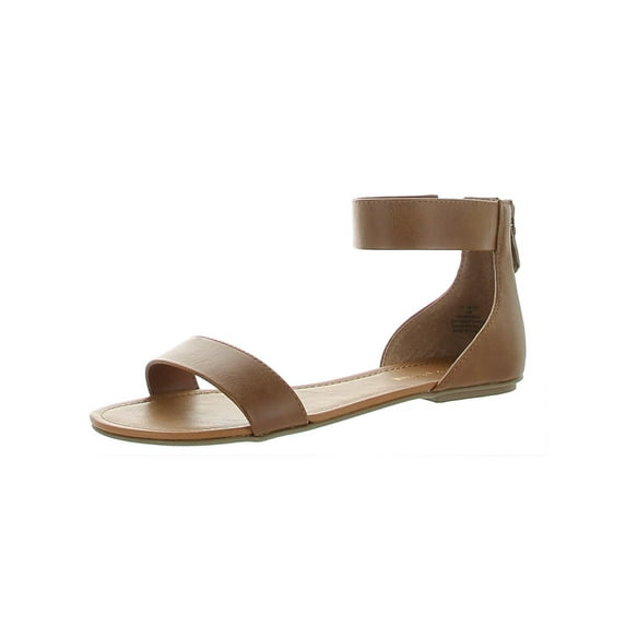 SUN STONE Womens Brown Gladiator Inspired Ankle Strap Padded Keley Round Toe Zip-Up Dress Sandals 10 M