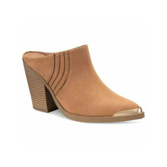 SUN STONE Womens Brown Goring Cushioned Deyzaa Pointed Toe Block Heel Slip On Heeled Mules Shoes 11 M