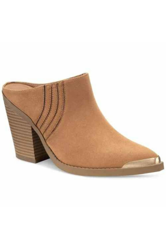 SUN STONE Womens Brown Goring Cushioned Deyzaa Pointed Toe Block Heel Slip On Heeled Mules Shoes 11 M
