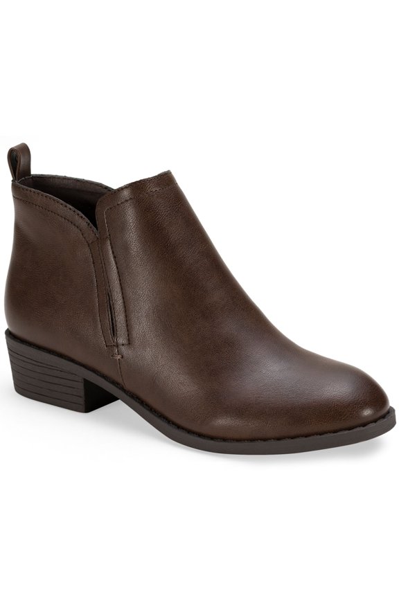 SUN STONE Womens Brown Heel Pull-Tab Cushioned Slip Resistant Goring Cadee Round Toe Block Heel Zip-Up Booties 5.5 M