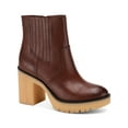 thumbnail image 1 of SUN STONE Womens Brown Lug Sole 1" Platform Goring Cushioned Lennii Round Toe Block Heel Zip-Up Booties 10 M, 1 of 3