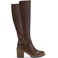 thumbnail image 1 of SUN STONE Womens Brown Lug Sole Buckle Accent Goring Viviaan Round Toe Block Heel Zip-Up Heeled Boots 9.5 M, 1 of 3