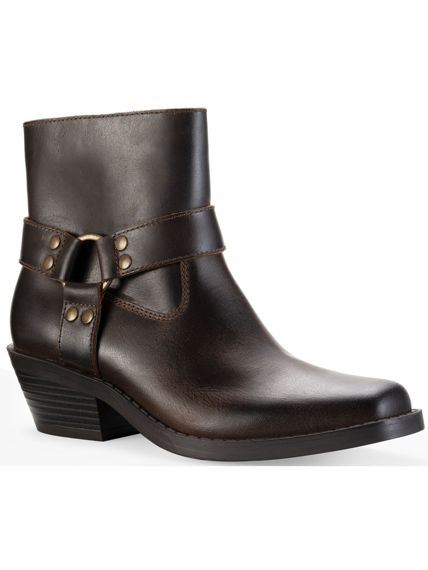 ZODIAC Womens Black Western Cushioned Lennon Square Toe Stacked Heel Zip-Up Leather Booties M main image 1