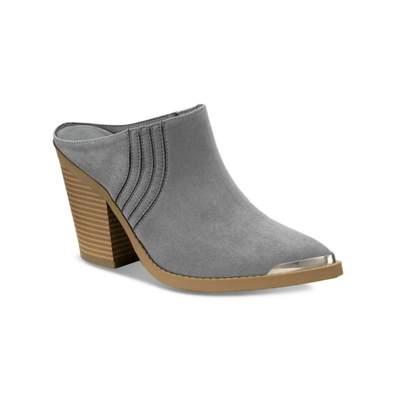 SUN STONE Womens Gray Goring Padded Deyzaa Pointed Toe Block Heel Slip On Heeled Mules Shoes 9 M