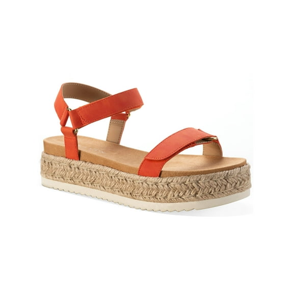 SUN STONE Womens Orange Metallic Accent Ankle Strap Braided Rylaan Round Toe Wedge Sandals Shoes 8.5 M