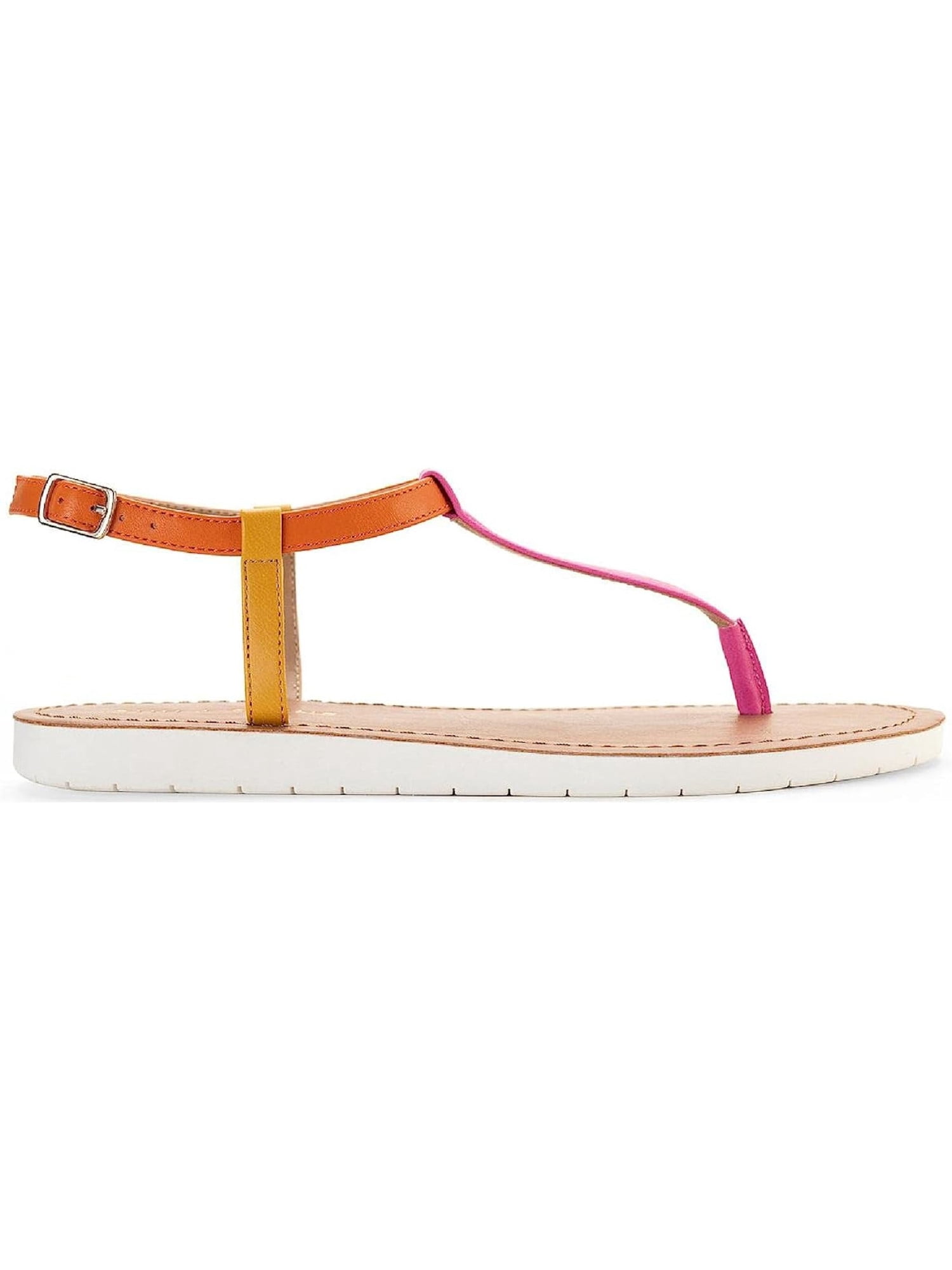 SL CRYSTAL T-STRAP FLAT SANDAL BRIGHT PINK SATIN