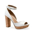 thumbnail image 1 of SUN STONE Womens White 1" Platform Breathable Cushioned Slip Resistant Adjustable Ankle Strap Reeta Round Toe Block Heel Buckle Heeled Sandal 10 M, 1 of 4