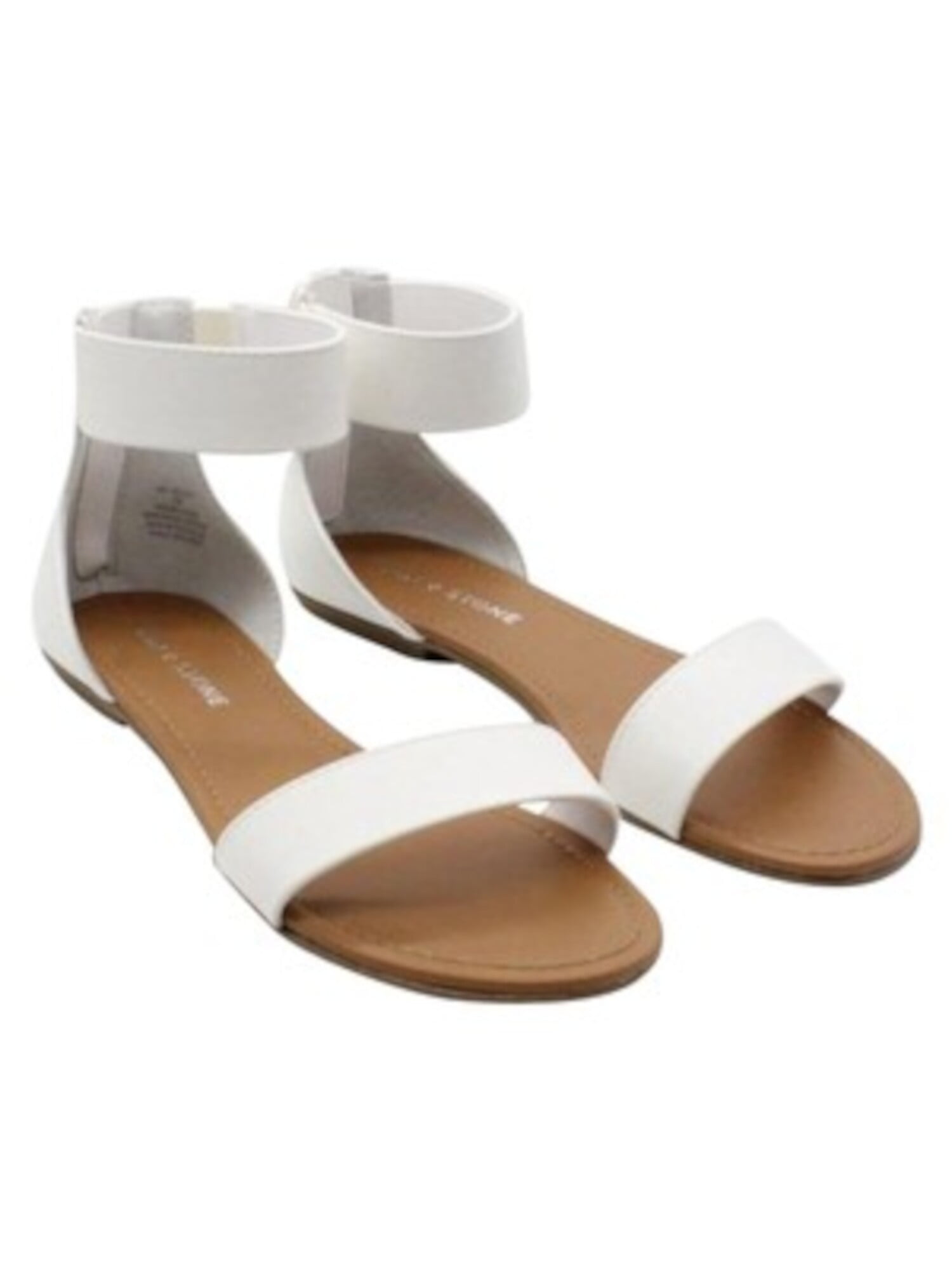 Sun + Stone Women's Alectap Ankle Strap Heel Sandals White Size  9.5 M