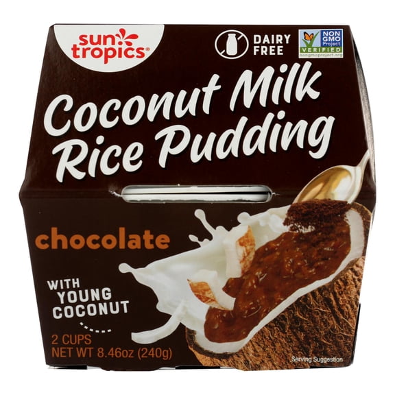 SUN TROPICS - Ready-to-Eat Cocoa Coconut Rice Pudding - 8.46 Oz, Case of 6