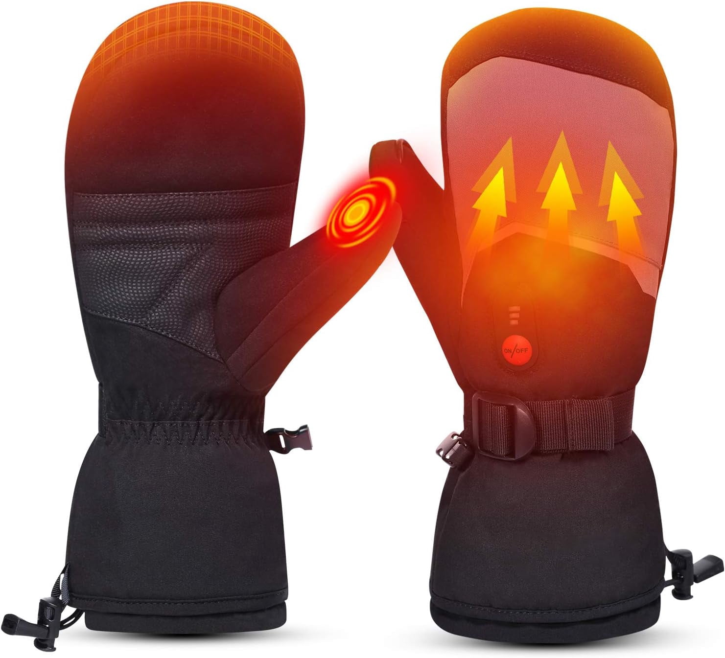SUN WILL Heated Ski Gloves Mens Women Kids Mittens Electric Rechargeable Battery Gloves for Winter Skiing Skating Snow Camping Hiking Heated Arthritis Hand Warmer Gloves