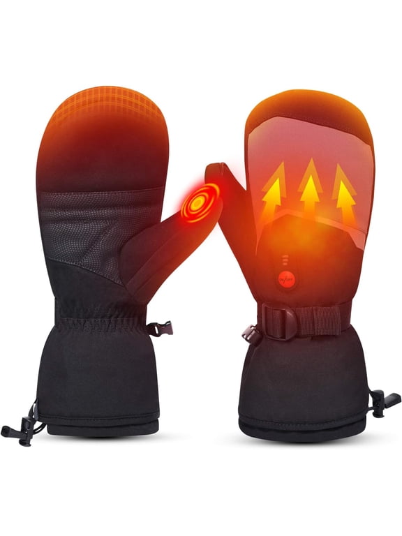 Heated Ski Gloves Mens Women Kids Mittens Electric Rechargeable Battery Gloves for Winter Skiing Skating Snow Camping Hiking Heated Arthritis Hand Warmer Gloves