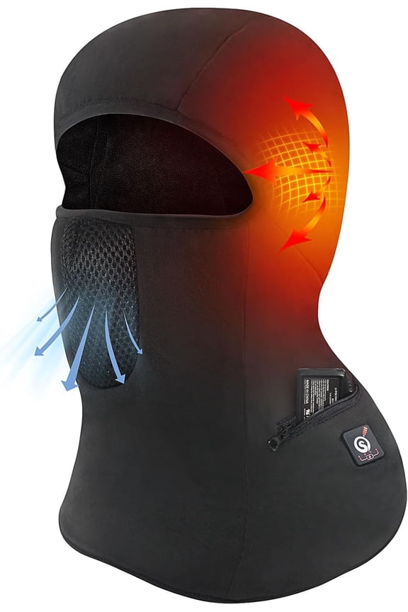 Heated Ski Mask Balaclava for Men & Women, Electric Heated Face Mask,Winter Outdoor Black Windproof