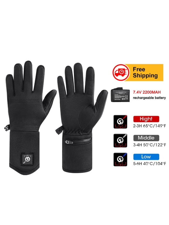 thin electrically heated gloves with touch screen for winter sports and work