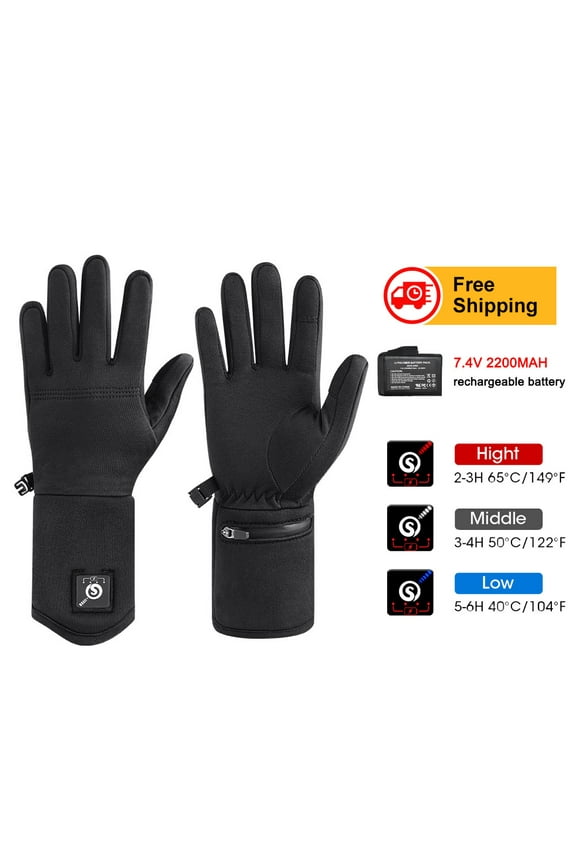 thin electrically heated gloves with touch screen for winter sports and work